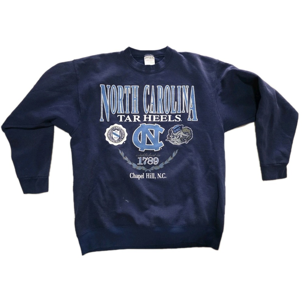 Vintage 90s UNC Tar Heels Crewneck Sweatshirt USA Made Campus Core XL